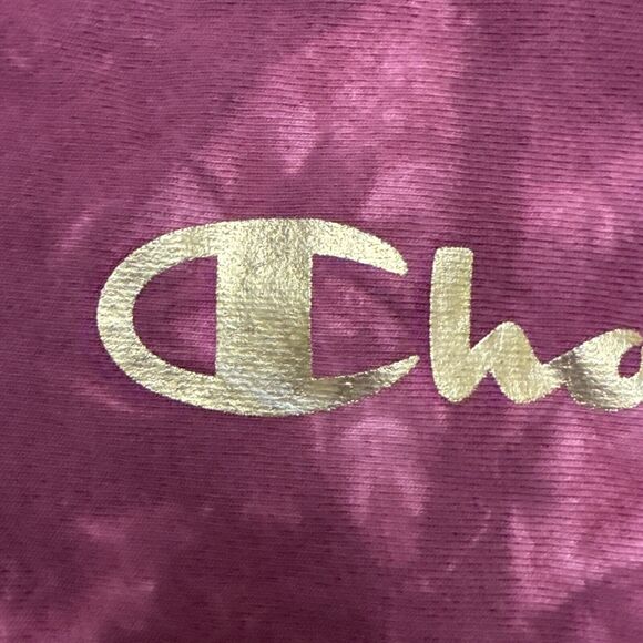 Champion Women's Reverse Weave Maroon Tie Dye Spellout Logo Sweatshirt Size XS - Picture 4 of 7